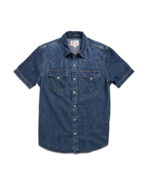 Men's Denim Short Sleeve Pearl Snap