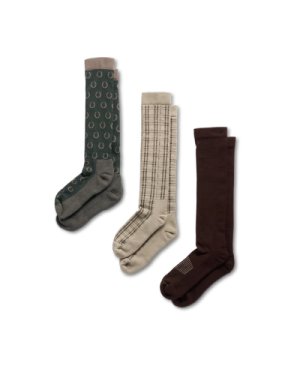 Over-the-Calf Plaid & Horseshoe Socks (3-Pack)